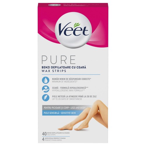 Veet Pure Leg hair removal strips sensitive skin 40 units