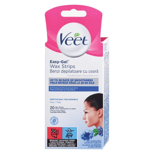 eet Easy-Gel Cold wax strips for sensitive skin face 20 pcs
